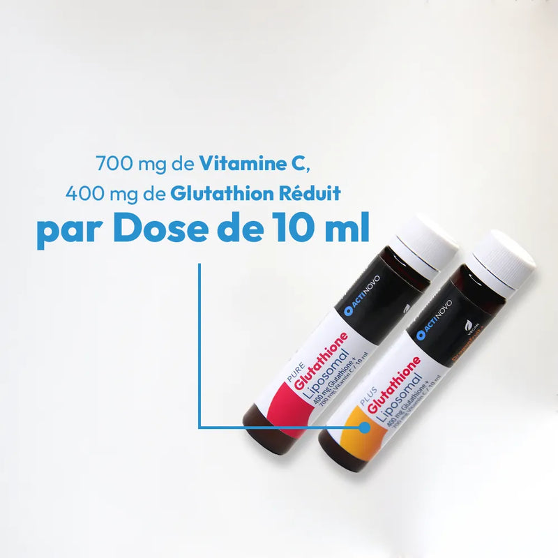 Test de goût Glutathion Liposomal | 5 x 10 ml avec et 2 x 10 ml sans arôme